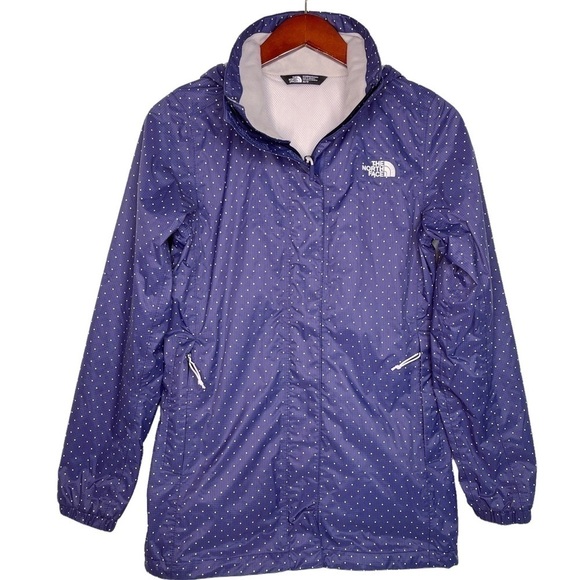 THE NORTH FACE Hooded Windbreaker Jacket Size XS in Polka Dot Navy Blue - Picture 3 of 14